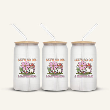 Let's Go On A Matcha Run Glass Cup